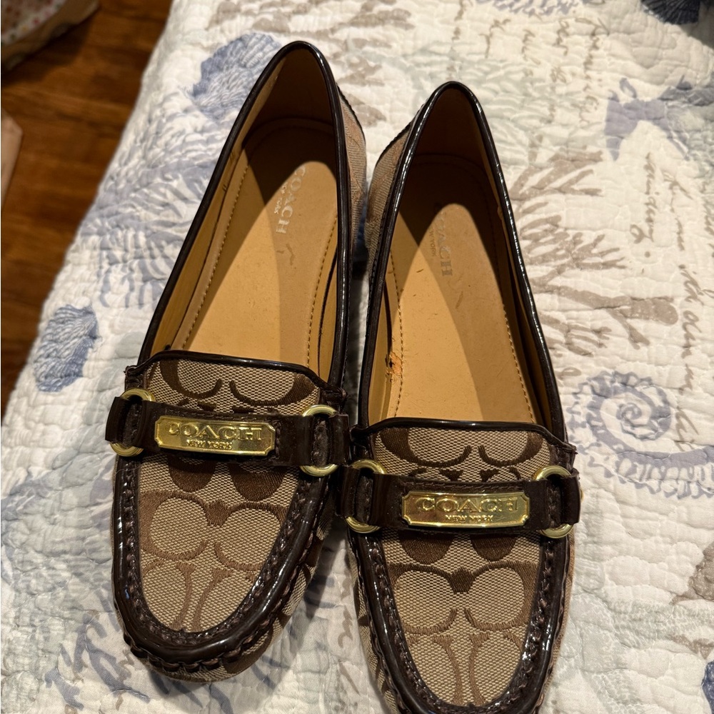 Coach Signature Brown and Tan Loafers